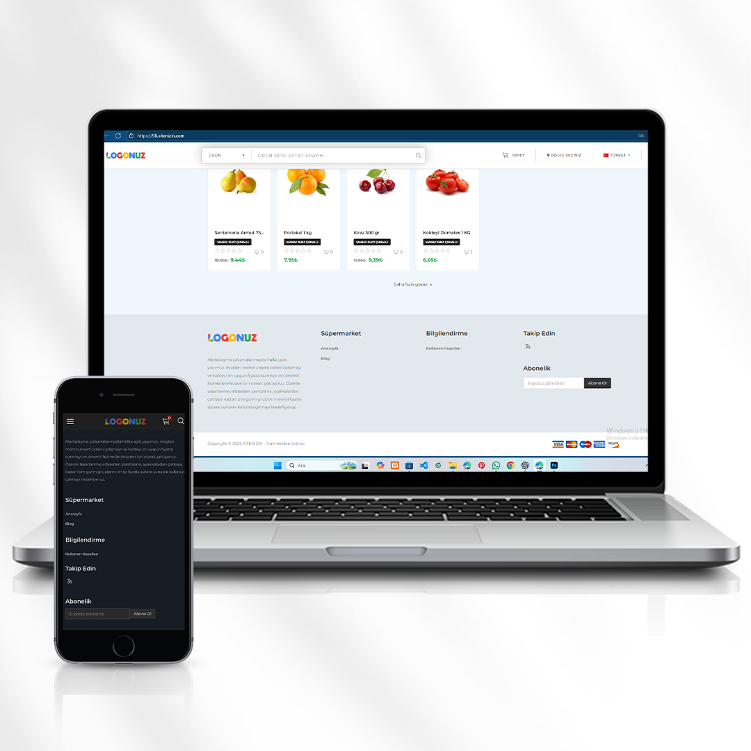 Online Süpermarket ve Market Ürünleri Satış Sitesi 98.sitenizin.com